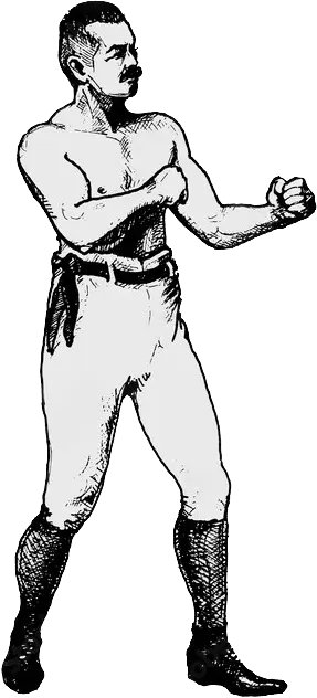 An old style boxer facing right