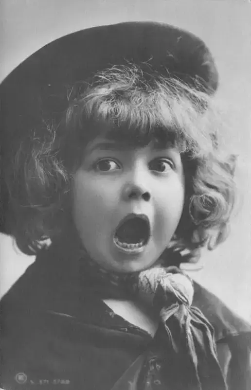 Vintage picture of a surprised child